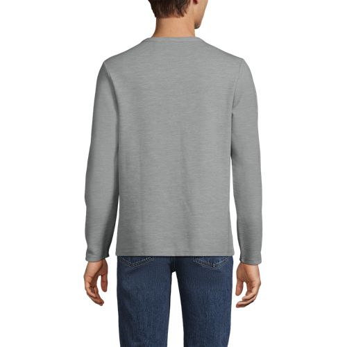  Lands' End Ottoman-henleyshirt Mit Langen ärmeln, Herren, Größe:44-46 Regular, Grau, Baumwolle/polyester/baumwoll-mischung, By Lands' End 