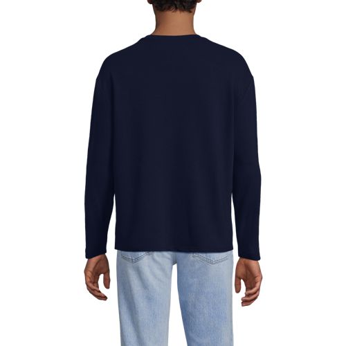  Lands' End Ottoman-rippshirt Mit Langen ärmeln, Herren, Größe:44-46 Regular, Blau, Baumwolle/polyester/baumwoll-mischung, By Lands' End 