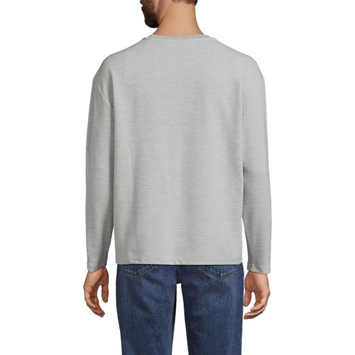  Lands' End Ottoman-rippshirt Mit Langen ärmeln, Herren, Größe:44-46 Regular, Grau, Baumwolle/polyester/baumwoll-mischung, By Lands' End 