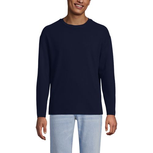  Lands' End Ottoman-rippshirt Mit Langen ärmeln, Herren, Größe:44-46 Regular, Blau, Baumwolle/polyester/baumwoll-mischung, By Lands' End 