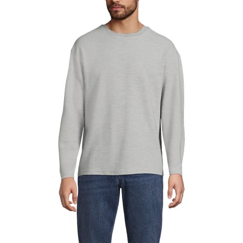  Lands' End Ottoman-rippshirt Mit Langen ärmeln, Herren, Größe:44-46 Regular, Grau, Baumwolle/polyester/baumwoll-mischung, By Lands' End 