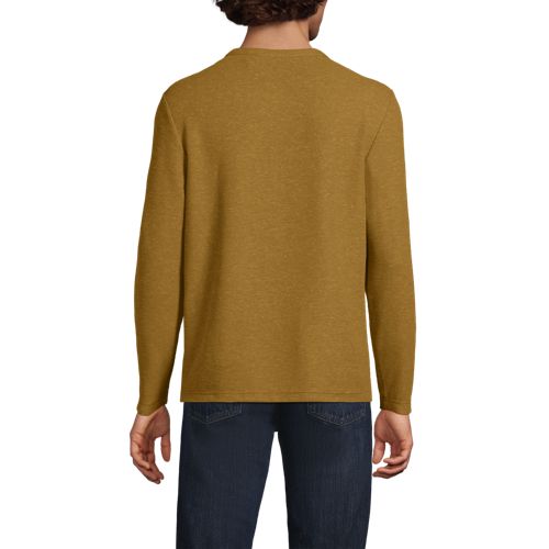  Lands' End Struktur-henleyshirt Mit Leinen, Herren, Größe:44-46 Regular, Gelb, Leinen/polyester/polyester-mischung, By Lands' End 