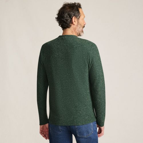  Lands' End Struktur-henleyshirt Mit Leinen, Herren, Größe:44-46 Regular, Grün, Leinen/polyester/polyester-mischung, By Lands' End 
