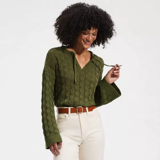 Women's Drifter Tie Notch Neck Sweater - primary
