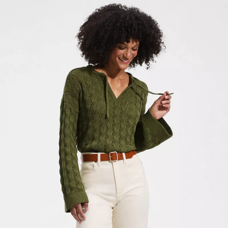 Women's Drifter Tie Notch Neck Sweater, alternative image