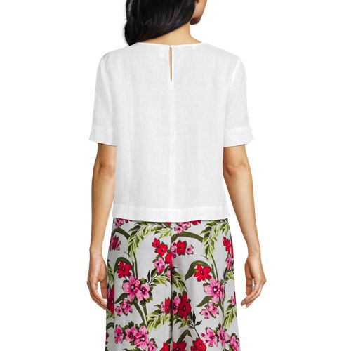  Lands' End Premium Reinleinen-schlupfbluse, Damen, Größe:34 Regular, Weiß, By Lands' End 