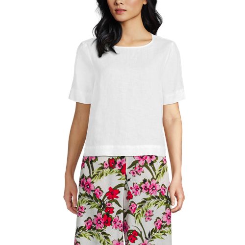 Lands' End Premium Reinleinen-schlupfbluse, Damen, Größe:34 Regular, Weiß, By Lands' End 