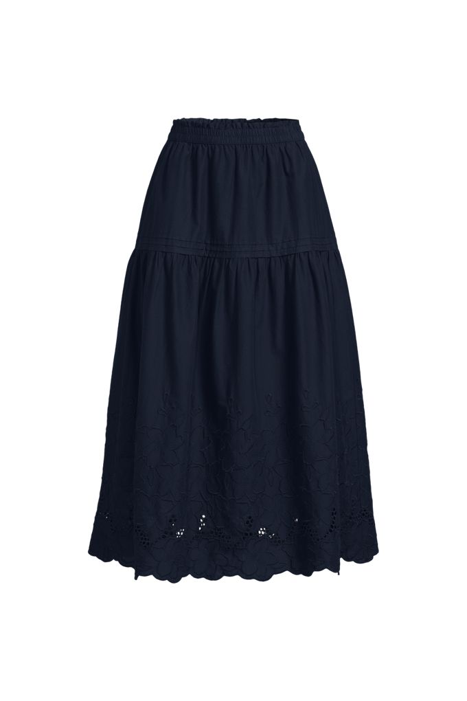 Lands' End Women's Petite Voile Eyelet Maxi Skirt In Blue