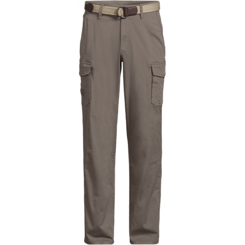 Stretch Cotton Belted Cargo Trousers, Men, size: 32 30, regular, Brown, Cotton/Cotton-blend, by Lands' End