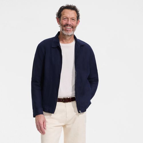 Premium Pure Linen Jacket, Men, size: S, regular, Blue, Linen, by Lands' End