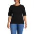 Women's Plus Size Elbow Sleeve Polished Essentials High Neck Low Back Top, Front