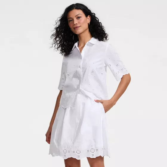 Women's Poplin Eyelet Mini Skirt - primary