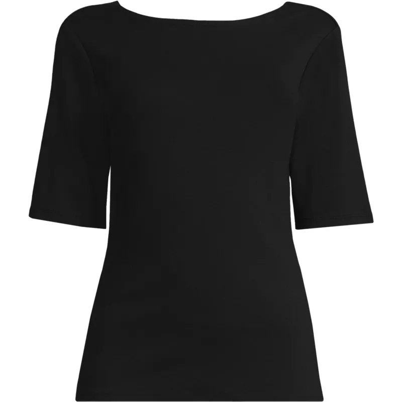 Women's Elbow Sleeve Polished Essentials High Neck Low Back Top, Front