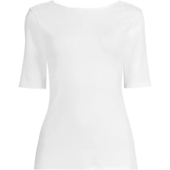 Women's Elbow Sleeve Polished Essentials High Neck Low Back Top - primary
