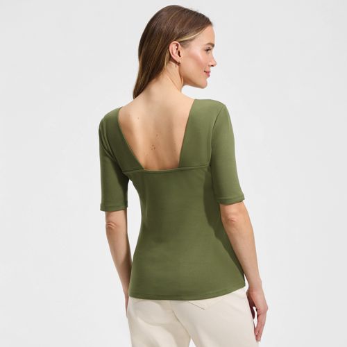 Women's Elbow Sleeve Polished Essentials High Neck Low Back Top - image 5
