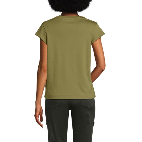  Lands' End Supima-shirt Mit V-ausschnitt Und Kappärmeln, Damen, Größe:32-34 Regular, Grün, Baumwolle, By Lands' End 