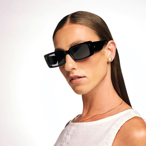  Lands' End Orion Sonnenbrille In Rechteckiger Form, Damen, Größe:null Regular, Schwarz, By Lands' End 