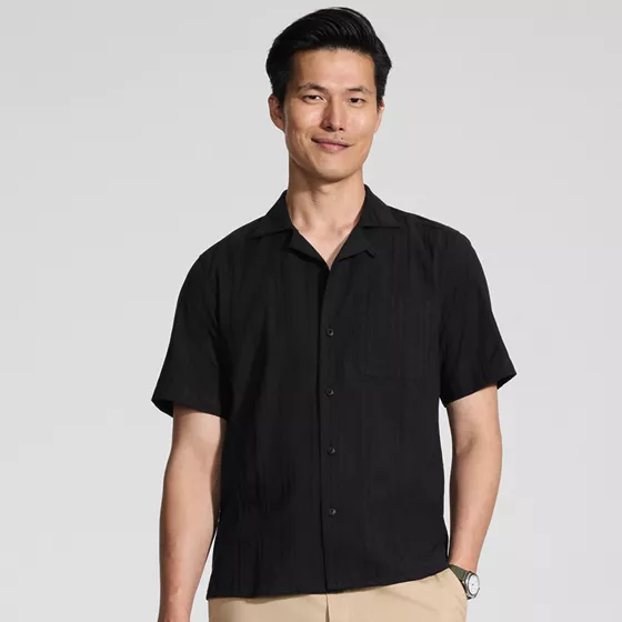 Men's Textured Camp Collar Shirt - primary