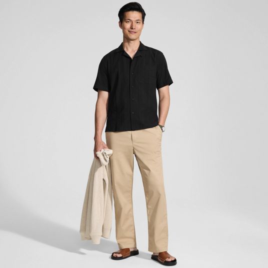 black dress shirt with khaki pants CARSTON COTTON KNIT SWEATER POLO – Velvet by Graham & Spencer main image 0