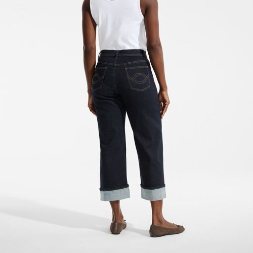  Lands' End Lands' End X Lulu Guinness Weite Jeans Mit Umschlag, Damen, Größe:34 Regular, Blau, Baumwolle/baumwoll-mischung, By Lands' End 