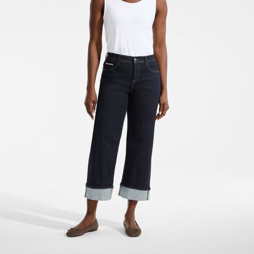  Lands' End Lands' End X Lulu Guinness Weite Jeans Mit Umschlag, Damen, Größe:34 Regular, Blau, Baumwolle/baumwoll-mischung, By Lands' End 