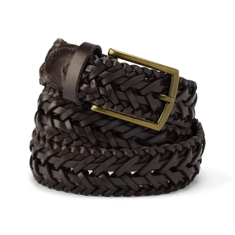 Men's Leather Braid Belt, Front