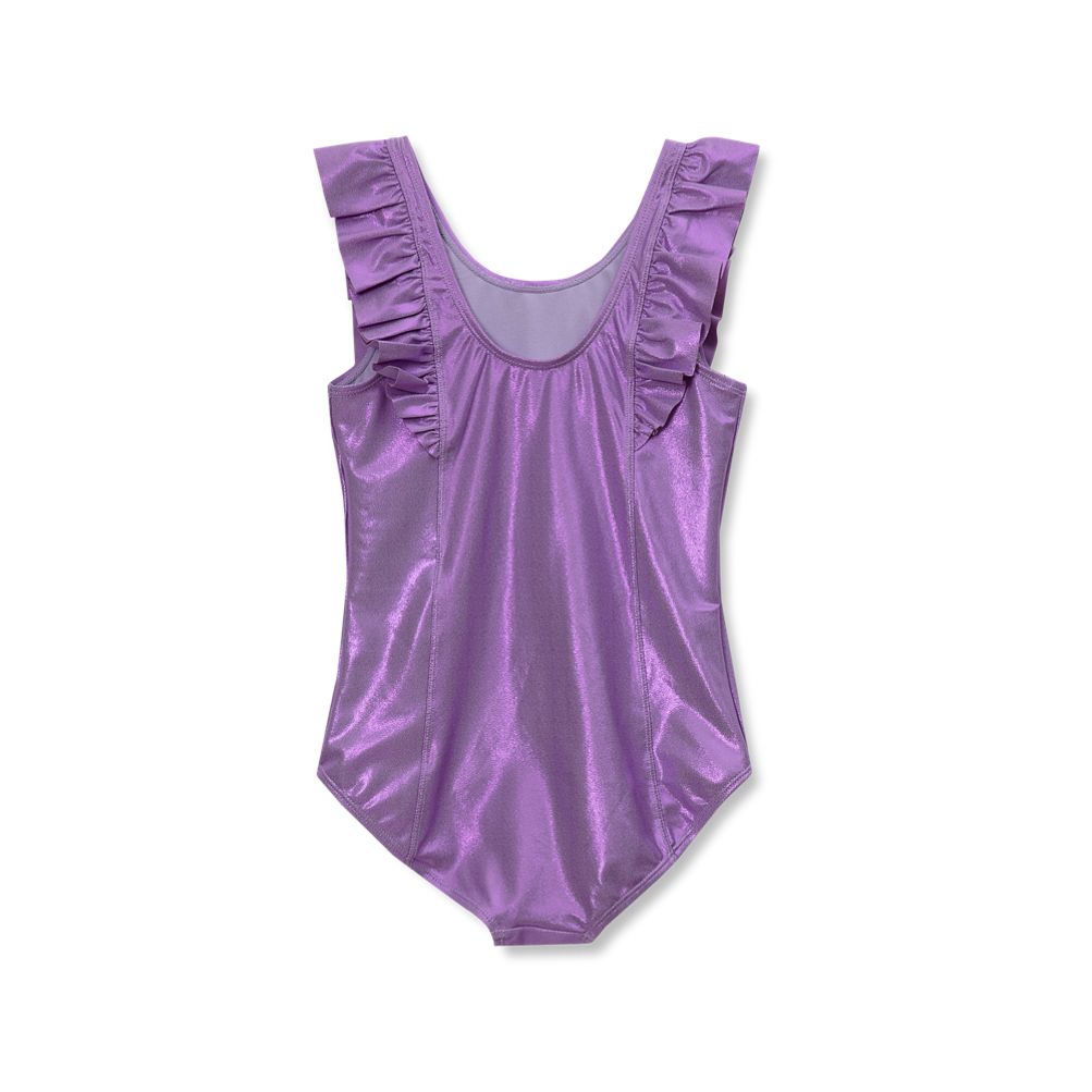 Girls Chlorine Resistant Scoop Neck Ruffle One Piece Swimsuit