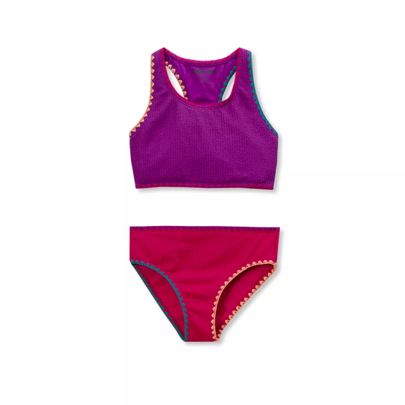Girls Embroidered Bikini Swimsuit Set, alternative image