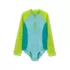 Girls Chlorine Resistant Long Sleeve One Piece Half Zip Swimsuit, alternative image