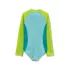 Girls Chlorine Resistant Long Sleeve One Piece Half Zip Swimsuit, alternative image