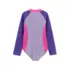 Girls Chlorine Resistant Long Sleeve One Piece Half Zip Swimsuit, alternative image