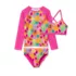 Girls Slim UPF 50 Long Sleeve Rash Guard Bikini 3 Piece Swimsuit Set, alternative image