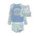 Girls Chlorine Resistant Long Sleeve Rash Guard Boyshort 3 Piece Swimsuit Set, alternative image