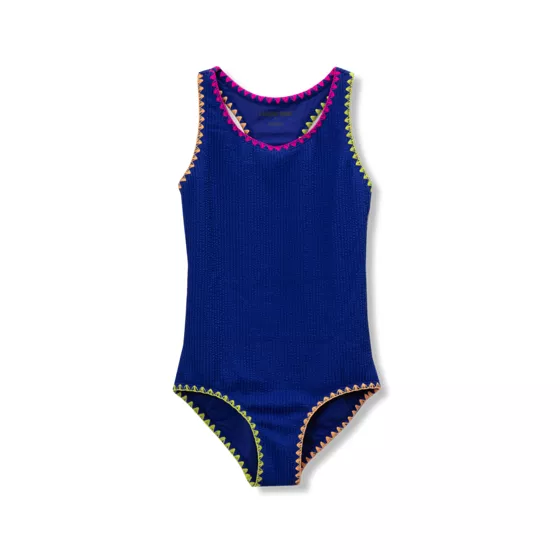 Girls Embroidered One Piece Swimsuit - primary