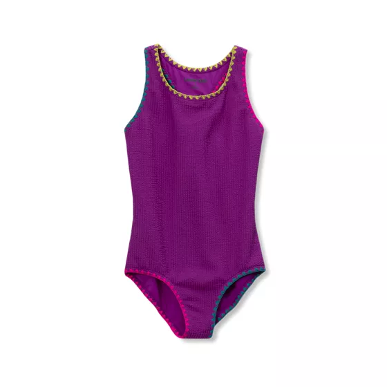 Girls Embroidered One Piece Swimsuit - primary