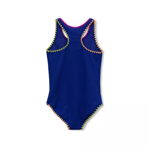 Girls Chlorine Resistant Embroidered One Piece Swimsuit, alternative image