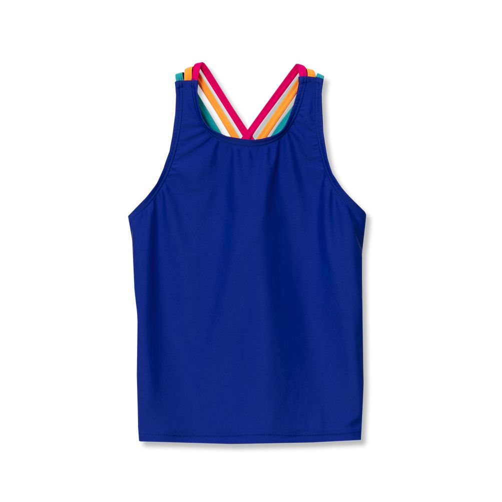 Girls Chlorine Resistant Strappy X-Back Tankini Top | Lands' End