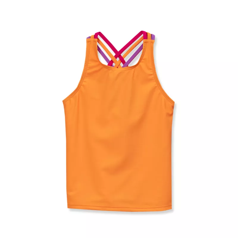 Girls Strappy X-Back Tankini Top, alternative image