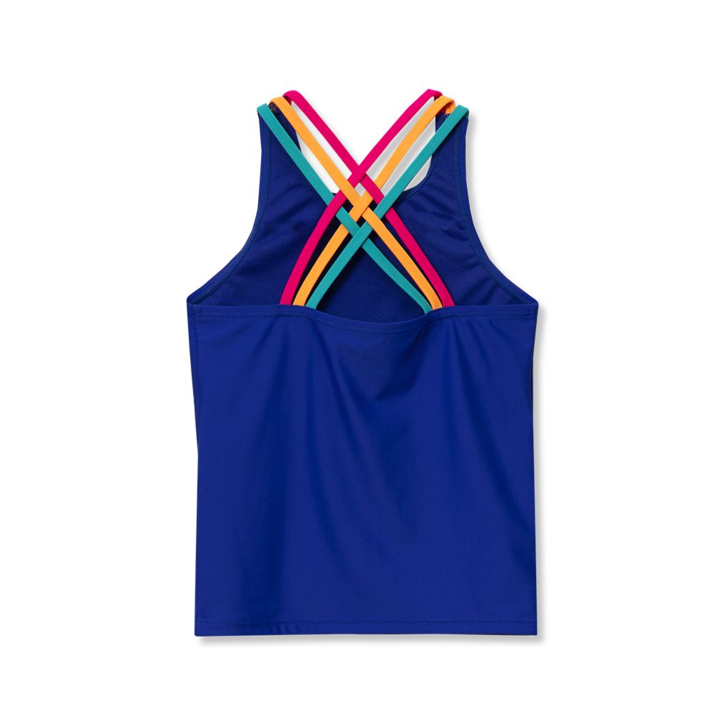 Girls Chlorine Resistant Strappy X-Back Tankini Top | Lands' End
