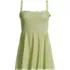 Womens Square Neck Smocked Mini Swim Dress, Front