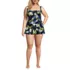 Womens Plus Size Square Neck Smocked Mini Swim Dress, Front
