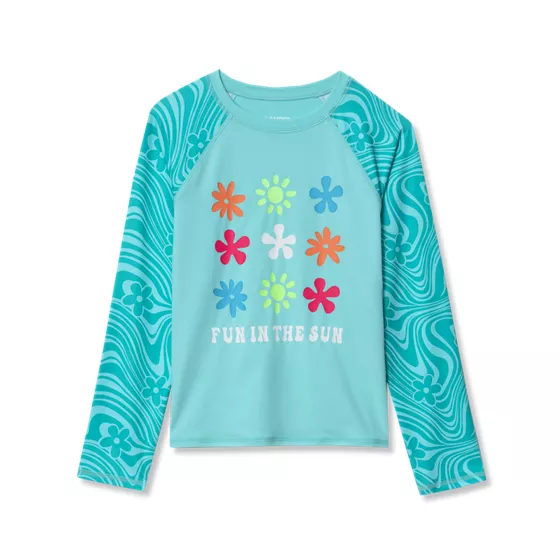 Girls UPF 50 Long Sleeve Crew Neck Rash Guard - primary