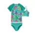 Girls Chlorine Resistant Short Sleeve Rash Guard 3 Piece Swimsuit Set, alternative image