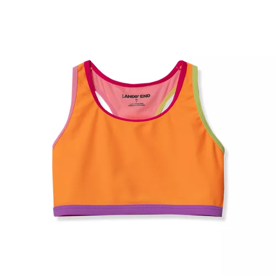 Girls Chlorine Resistant Contrast Racer Back Bikini Top - primary