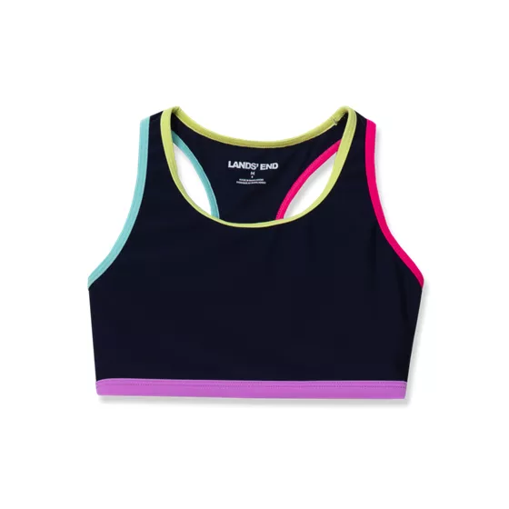 Girls Chlorine Resistant Contrast Racer Back Bikini Top - primary