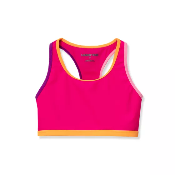 Girls Chlorine Resistant Contrast Racer Back Bikini Top - primary