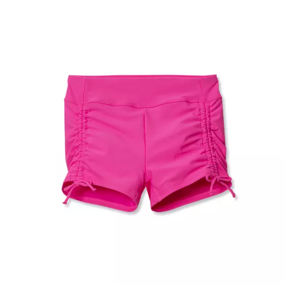 Girls Chlorine Resistant Ruched Swim Boyshort - primary