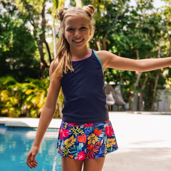 Girls Chlorine Resistant Swim Skirt - primary