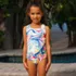 Girls Sporty Hi-Neck Racer Back One Piece Swimsuit, alternative image