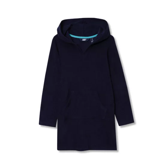 Girls Long Sleeve Hooded Front Pocket Terry Cloth Swimsuit Cover-Up - primary